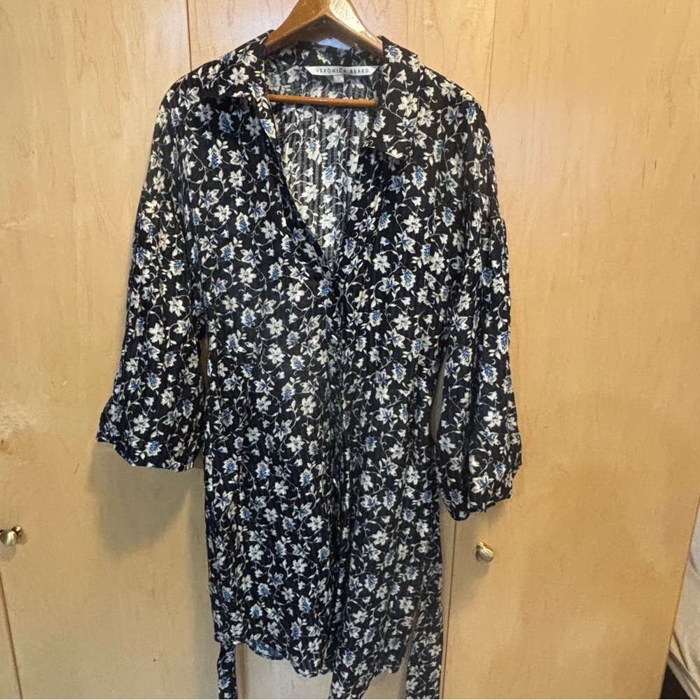 VERONICA BEARD Samy Floral Print Mini Dress, Black Multi (Size 10 - Picture 3 of 8